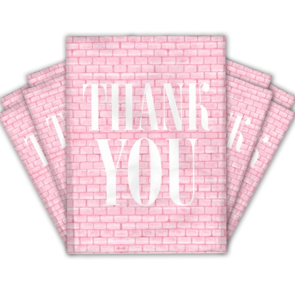 Set of 20 Pink Brick Thank You Poly Mailers 10x13 Boutique Packaging - Picture 2 of 4